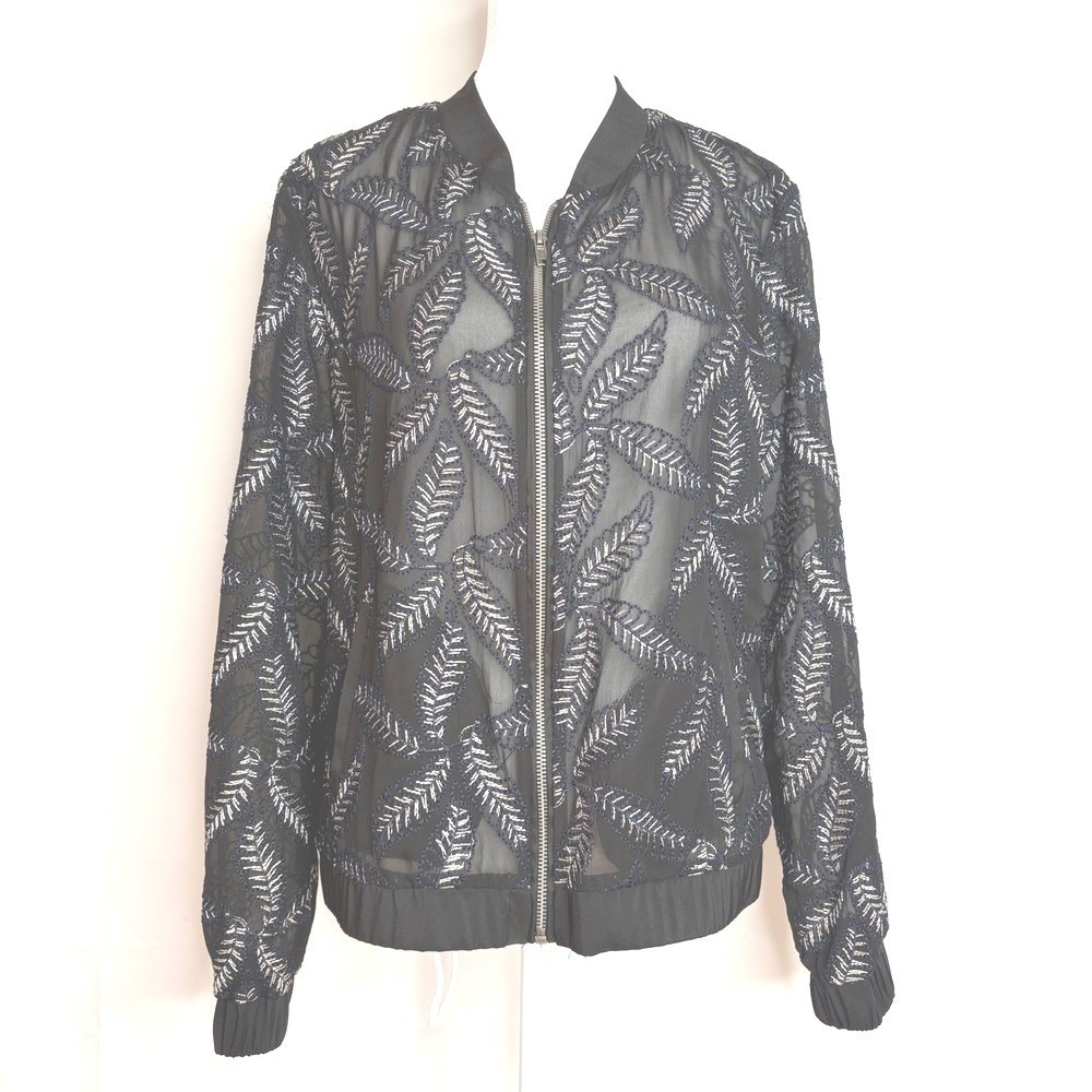 Peck‎ & Peck Women Sheer Jacket Embroidered Whimsigoth Bomber Size Medium M